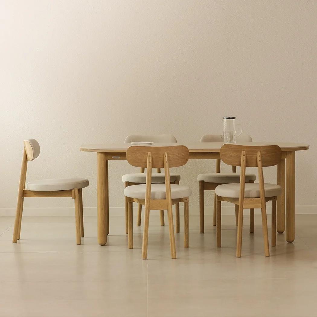 라미에스 유니 오크 원목 포세린 세라믹 식탁세트 6인용 1800 2000 - 한샘몰