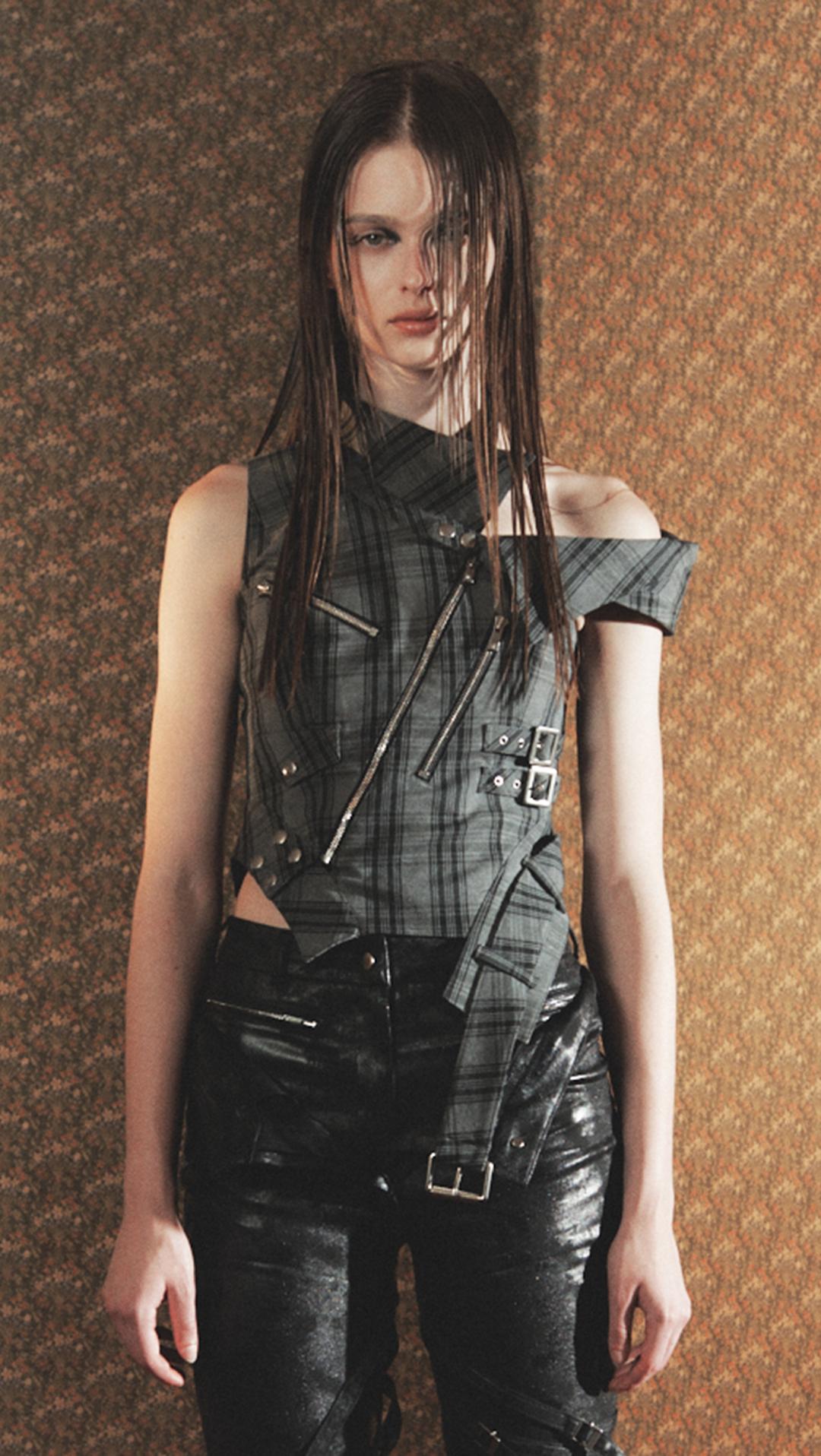 ASYMMETRIC BIKER TOP