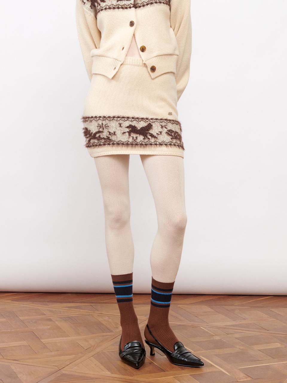 Nordic Knit Mini Skirt Ivory