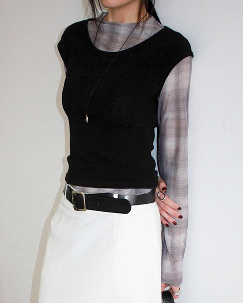 유어즈 Ribbed Cap Sleeve 립 캡 슬리브리스 니트 나시탑