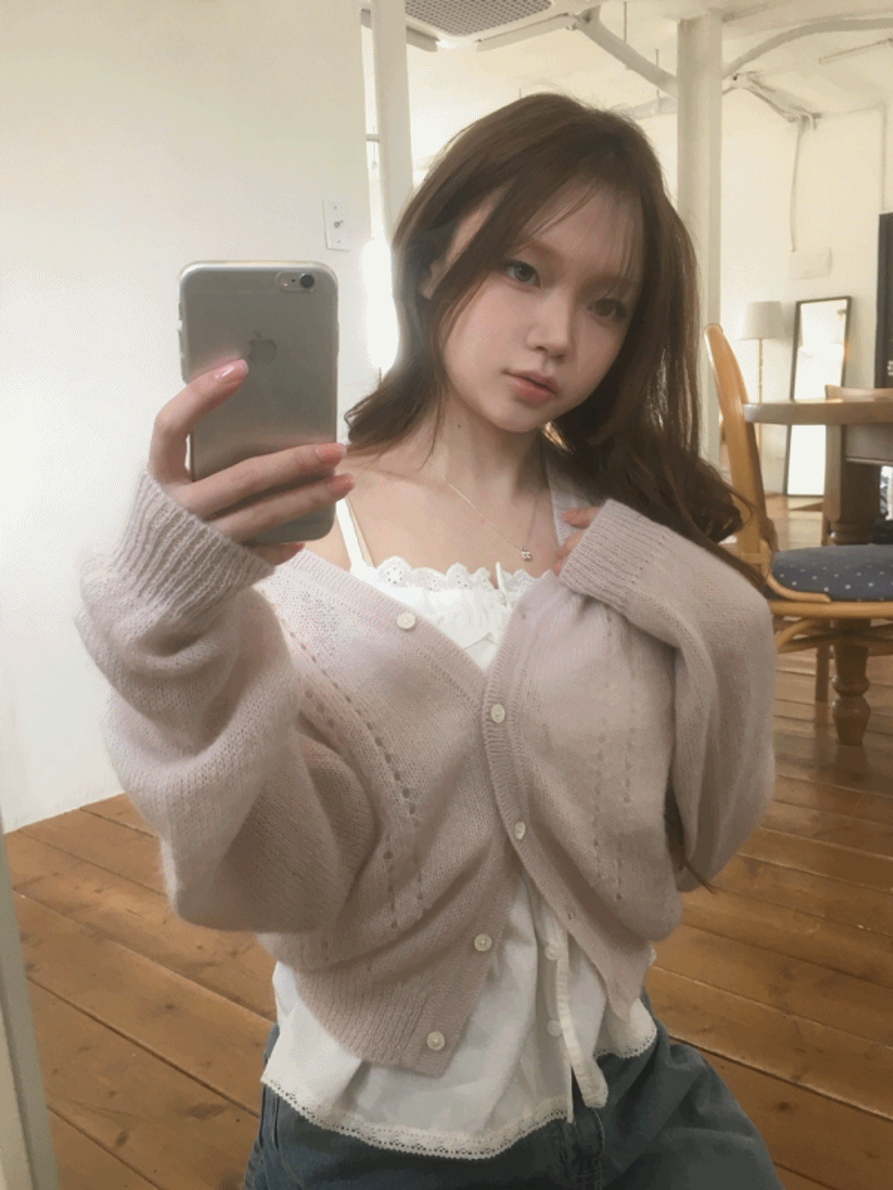 뮤트크레메 [하이퀄리티/스카시가디건] Kid mohair knit cardigan