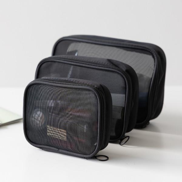 미니 화장품 휴대용 매쉬 망사 파우치 스탠드형 메쉬파우치 3종 세트