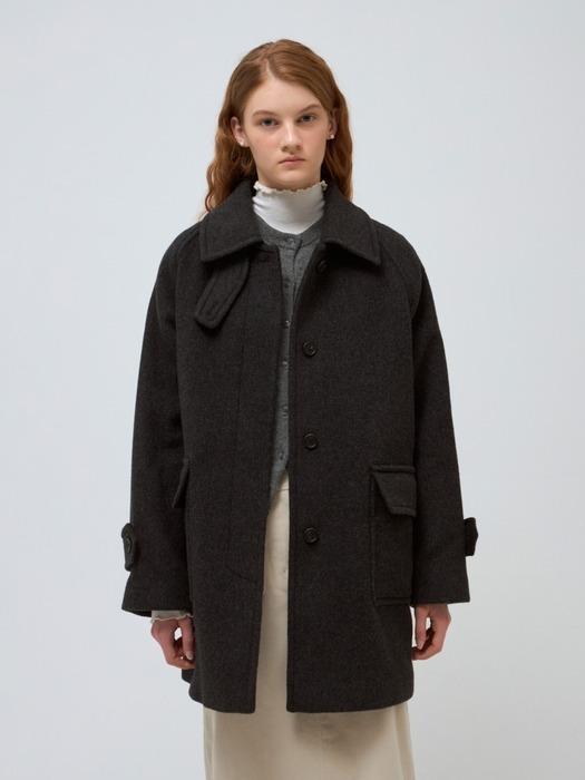 balmacaan half coat - charcoal