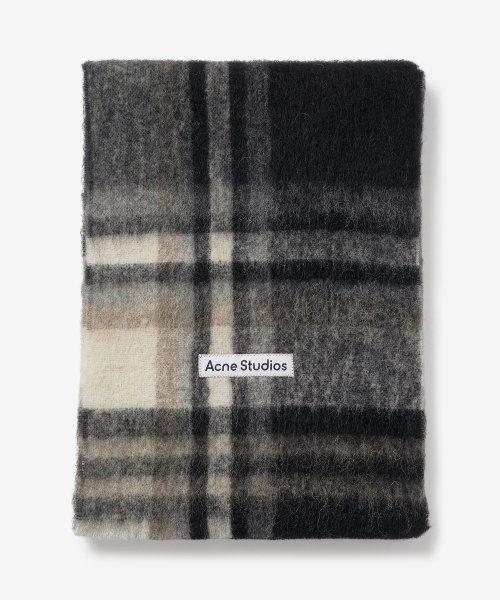 공용 체크 로고 머플러 - 블랙:그레이 / CA0146AIK