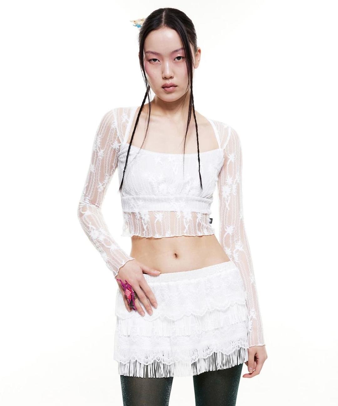 배디 Bloom Lace Long sleeve White | 후루츠패밀리