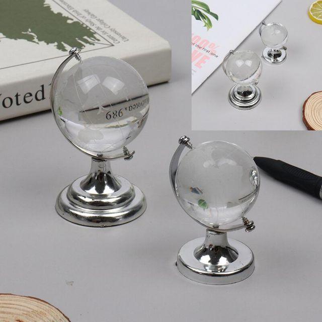 투명 실버 스탠드 크리스탈 데크스 탑 장식 인테리어 미니 지구본