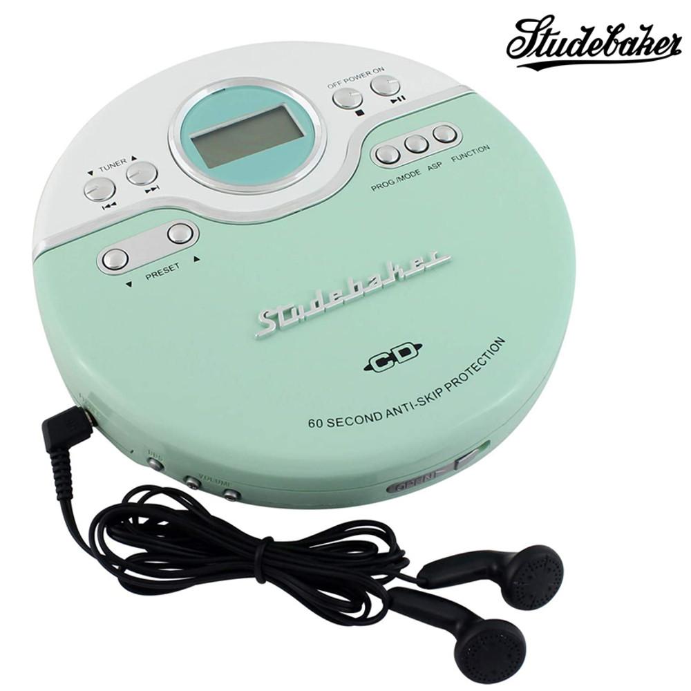 레트로 studebaker CD 플레이어 민트 라디오 기능 이어폰 포함