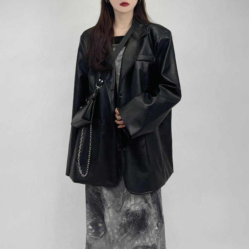 베로 오버핏 레더자켓