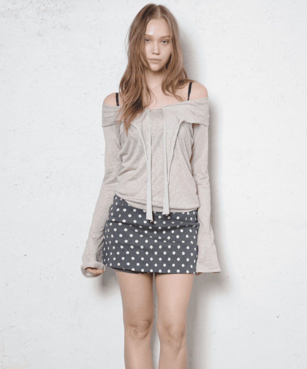 (10차/장원영, 슈화, 예온 착용)Co Co Dot Low-Fit Pants Skirt_Charcoal