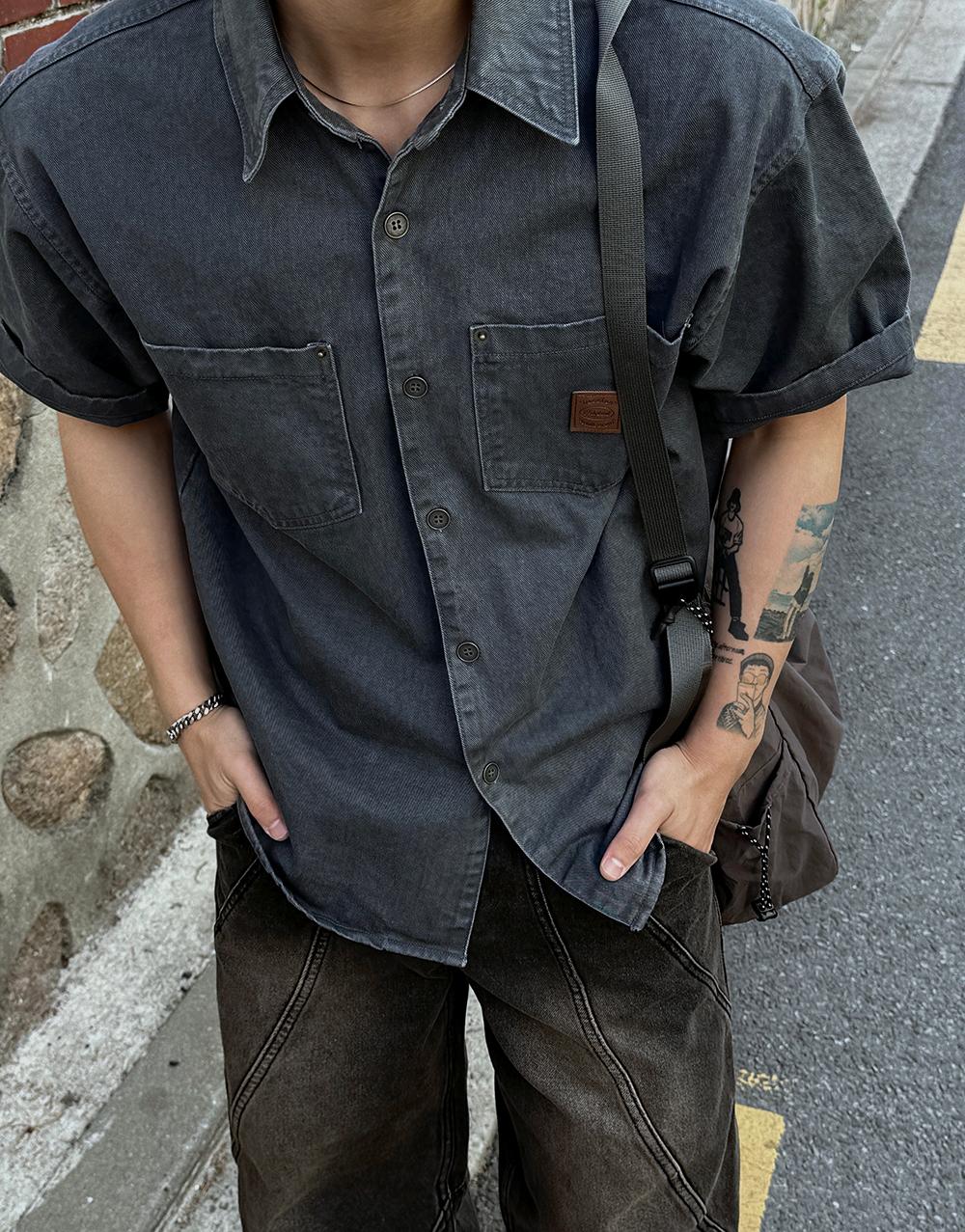 빈티지 패치 워크 셔츠