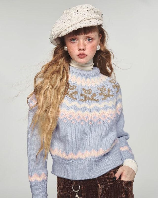 1JINNSTUDIO 페어아일 그래픽 스웨터 (4 컬러)