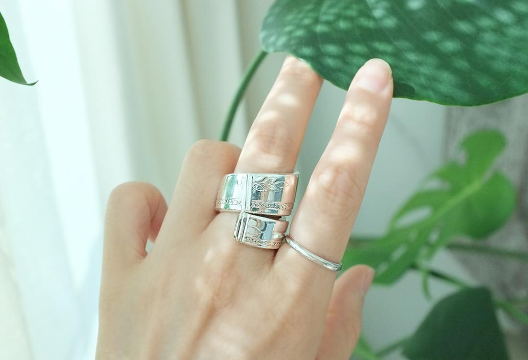 Grenoble handcrafted vintage double heavy spoon ring