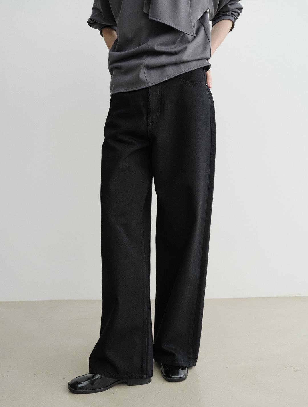 Wide Denim Pants (Black)