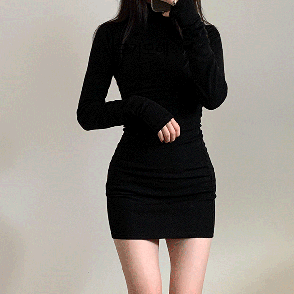 긴소매 기모 폴라 미니 원피스 (3color) *짧은 원피스 슬림 핏*