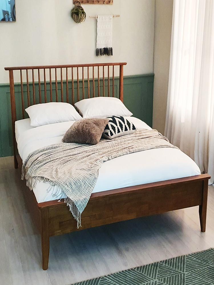 가구고래 이리스 평상형 고무나무 원목침대 Q,SS프레임