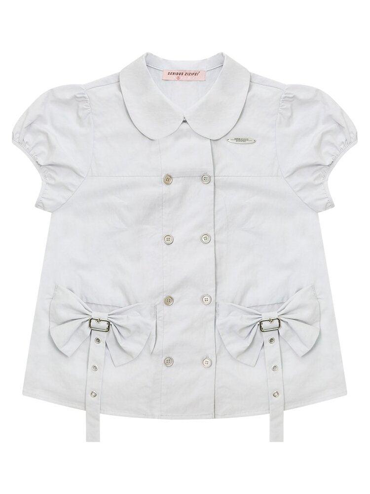 Bow Puff Sleeve Doll Collar Shirt【s0000016610】