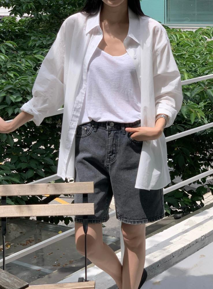 오브젝트 썸머 네추럴 셔츠 코튼 긴팔 카라 데일리 sh (4col)