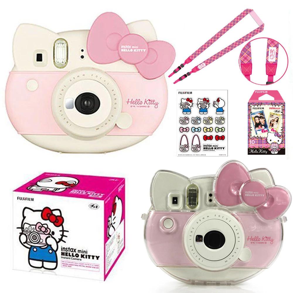 후지 필름 인스 팩스 미니 핑크 헬로 키티 한정판 인스턴트 포토 필름 카메라 + 10 Instax 필름 + PU 카메라 가방 케이스 + 스티커