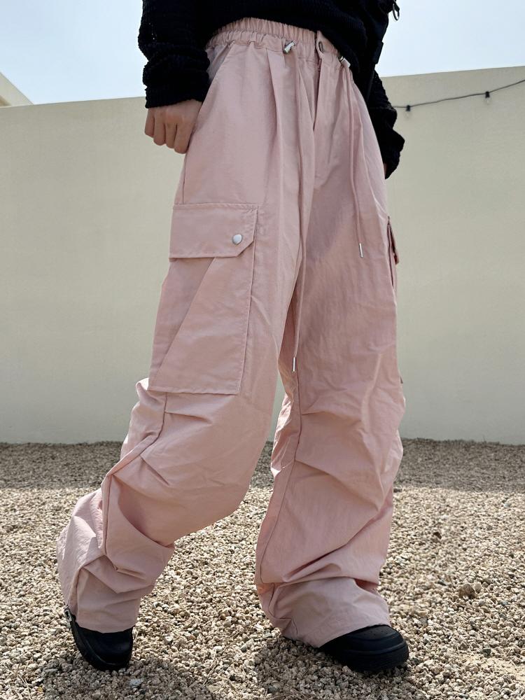 [UNISEX]나일론 핀턱 빅 포켓 카고 와이드 스트링 팬츠(3color)