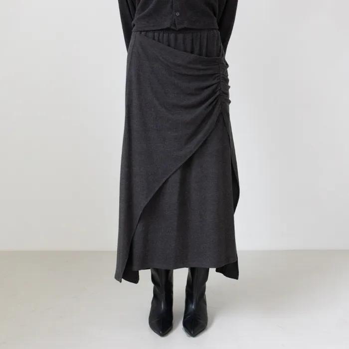 Asymmetric Layered Skirt _ Dark Gray