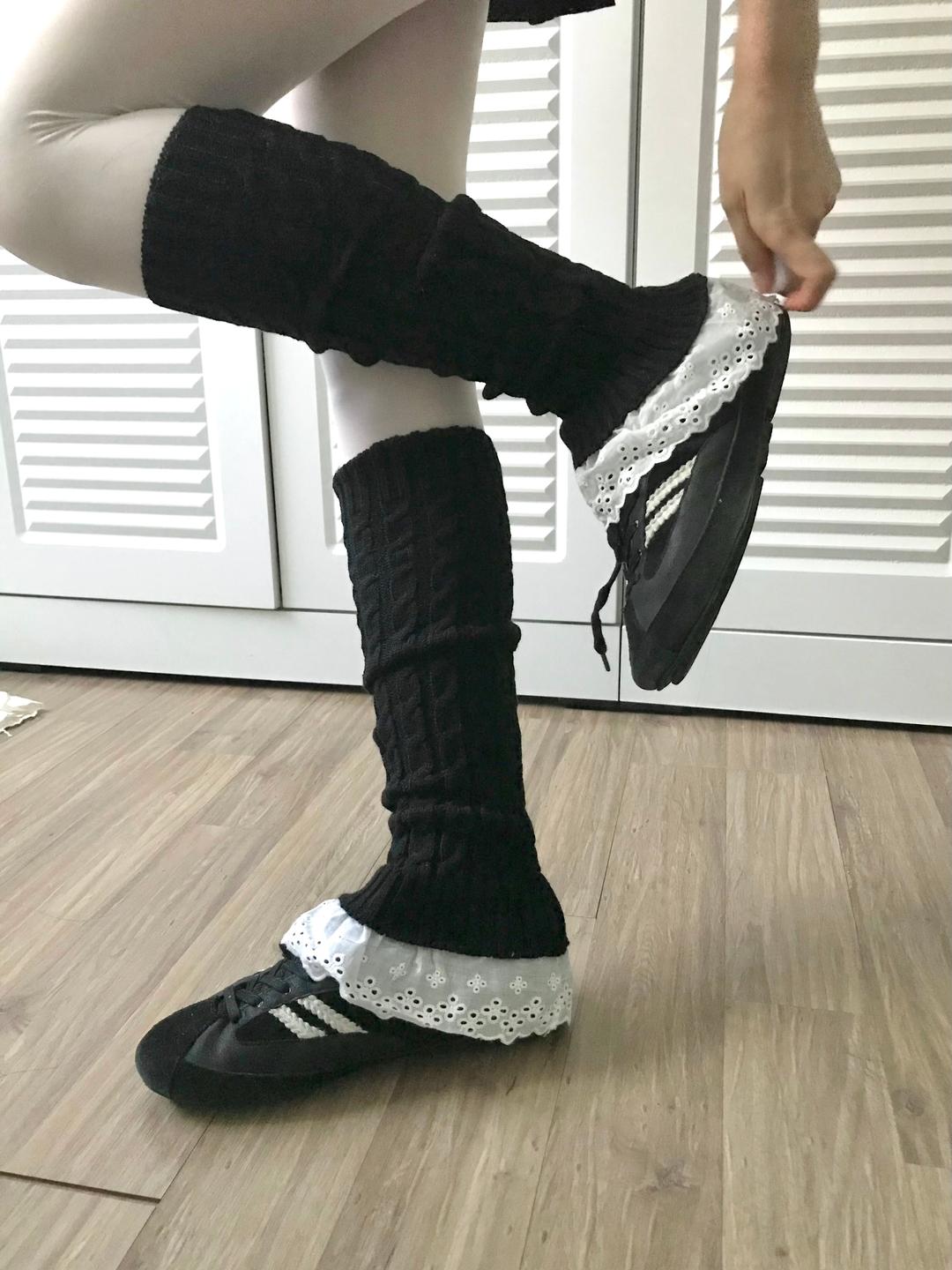 Cable lace leg warmer / 케이블 레이스 레그워머