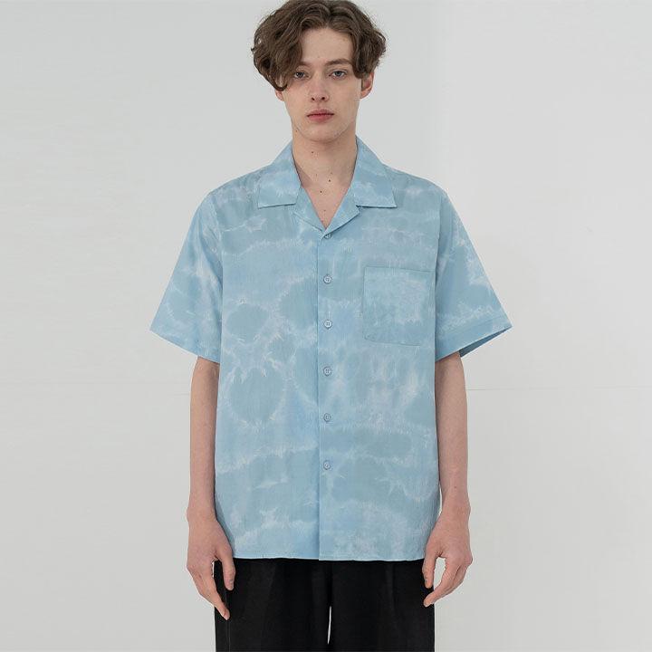CAMP COLLAR TIE-DIE SHORT SLEEVE_BLUE