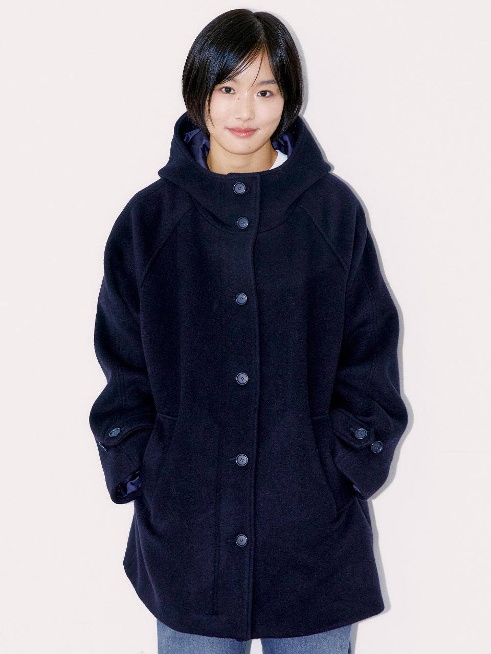 (Last Reorder 12월 25일 발송 예정) Rich Wool Half Coat, Navy