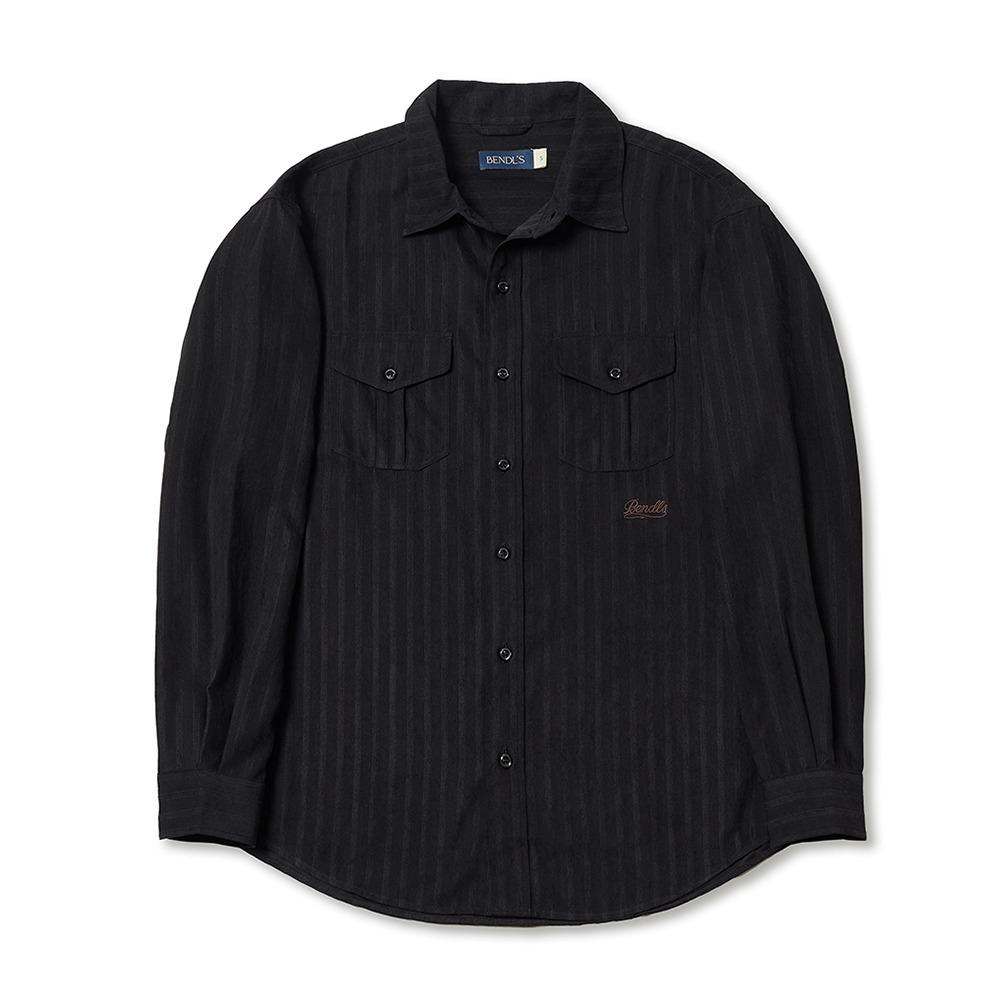 STRIPE WESTERN SHIRTS -BLACK