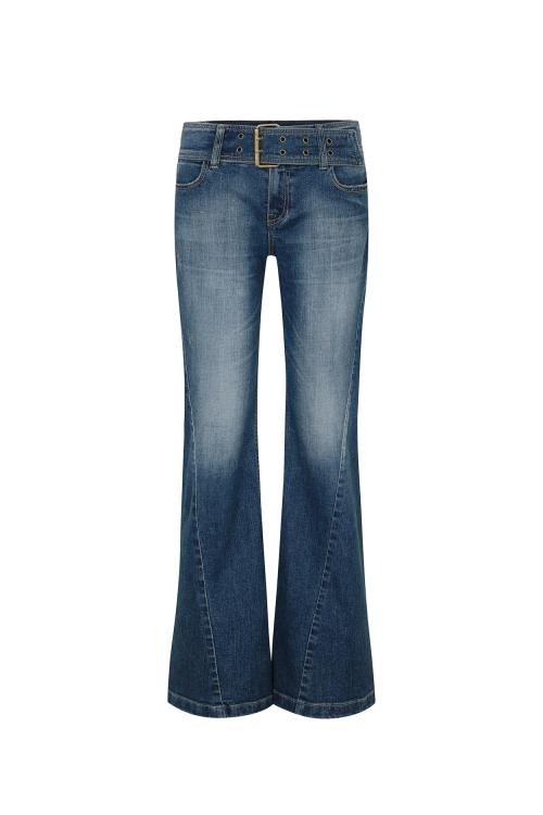 VERA BELTED BOOT-CUT DENIM blue