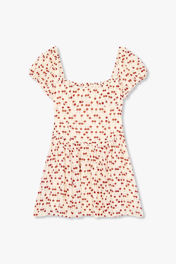체리 패턴 숏 슬리브 드레스 (Davonne Dress)