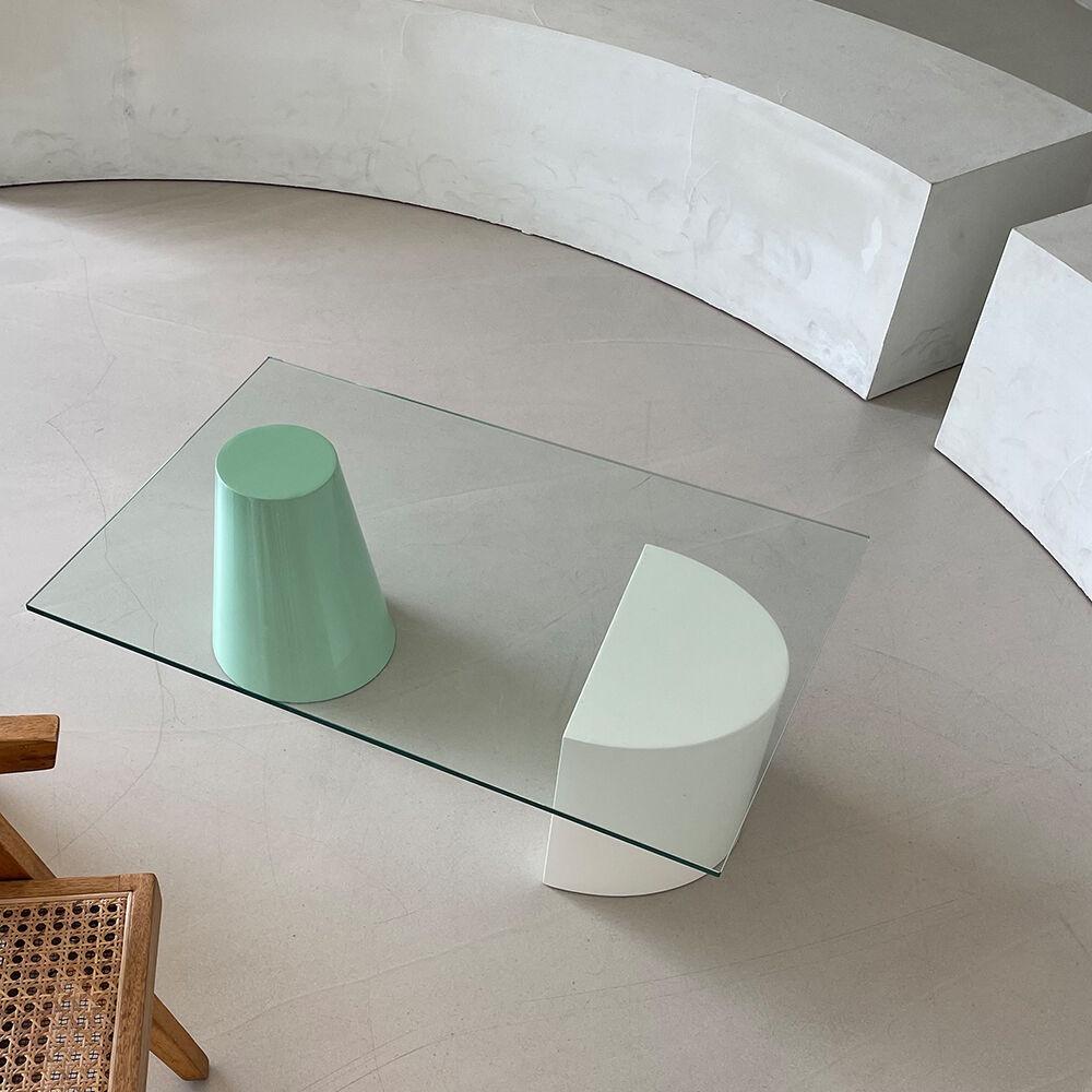 CONCRET E side table 콘크리트  E 사이드 유리 테이블