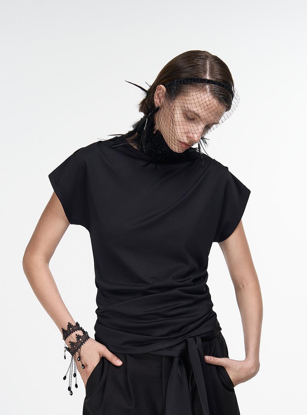 Charcoal Buttonless Collar Shirt