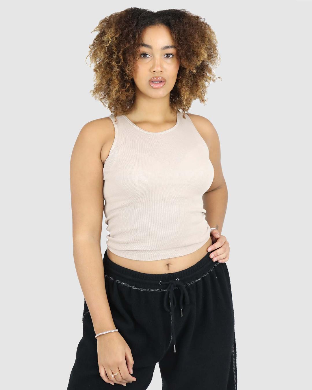 Chesty Longline Tank: BEIGE - XS/S