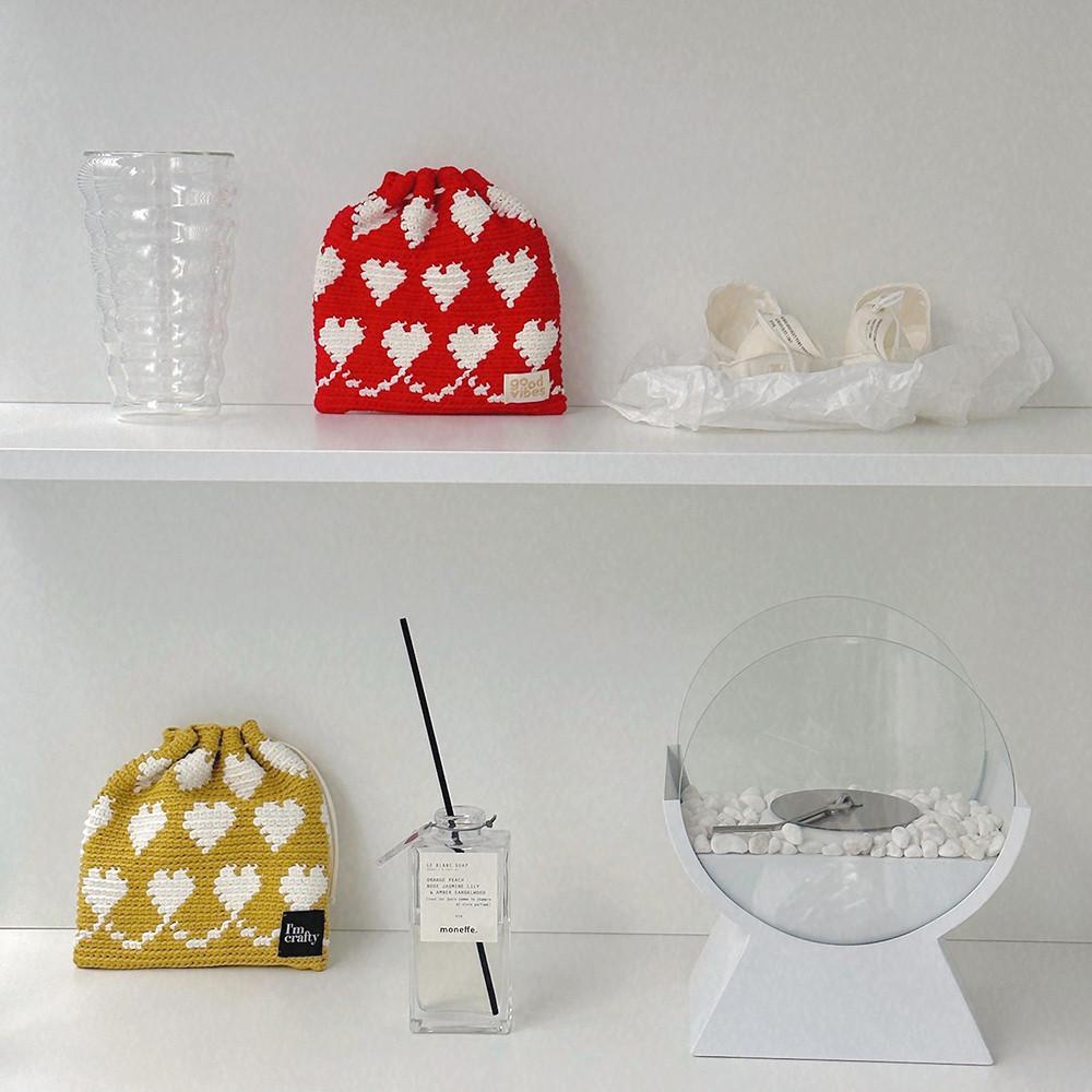 코바늘 DIY 하트 파우치 핸드폰 가방 뜨기 패키지