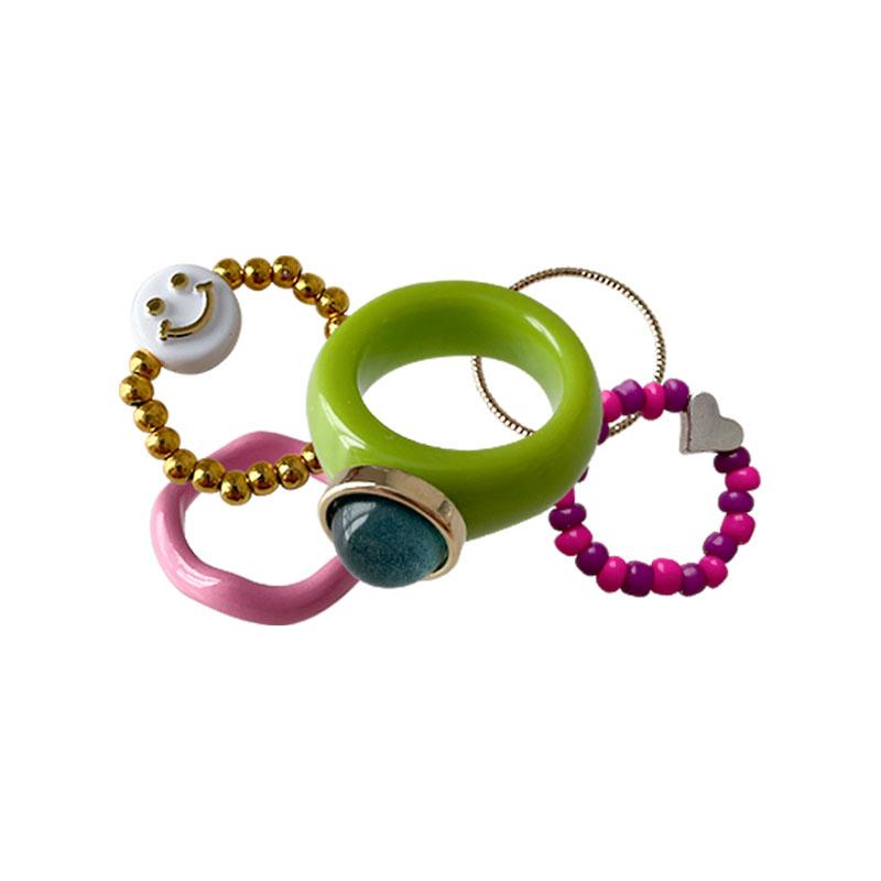 Green smile ring set