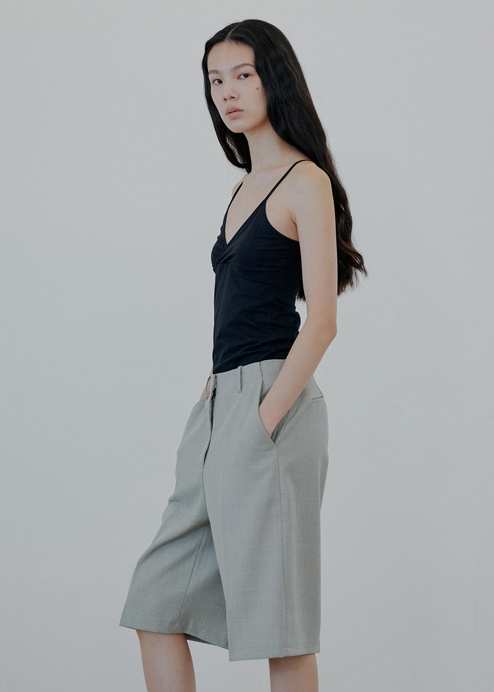 wool bermuda pants_sand gray