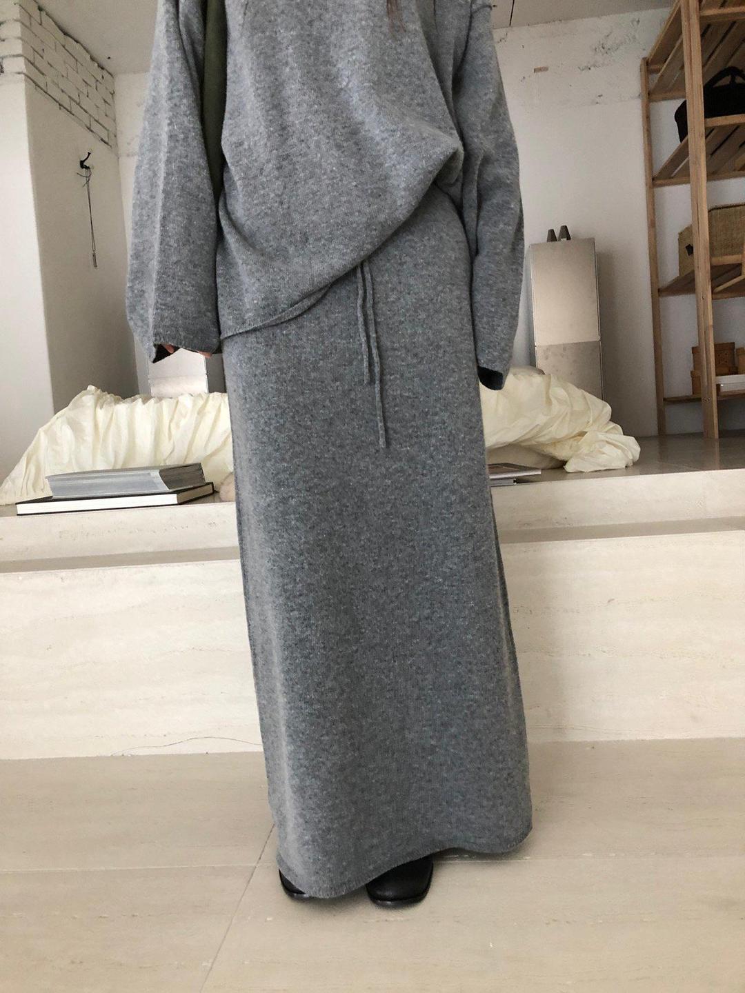 마베케이션 (1-2주소요) Vasil 바질 코빅 니트 스커트 (울 맥시 롱 밴딩 니트치마) 2colors