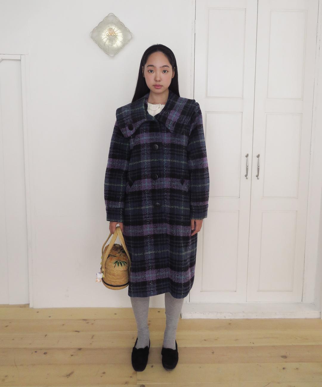 Sailor Collar Overfit Coat, Navy