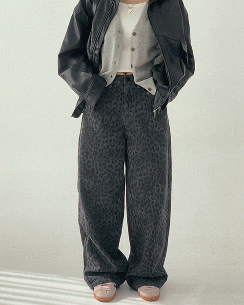 제니 레오파드 와이드 코튼 팬츠 (2color)