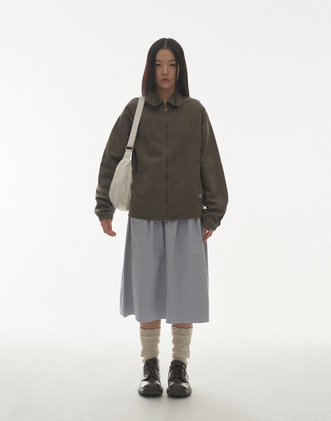 Round Collar Stitch Jacket (Cocoa)