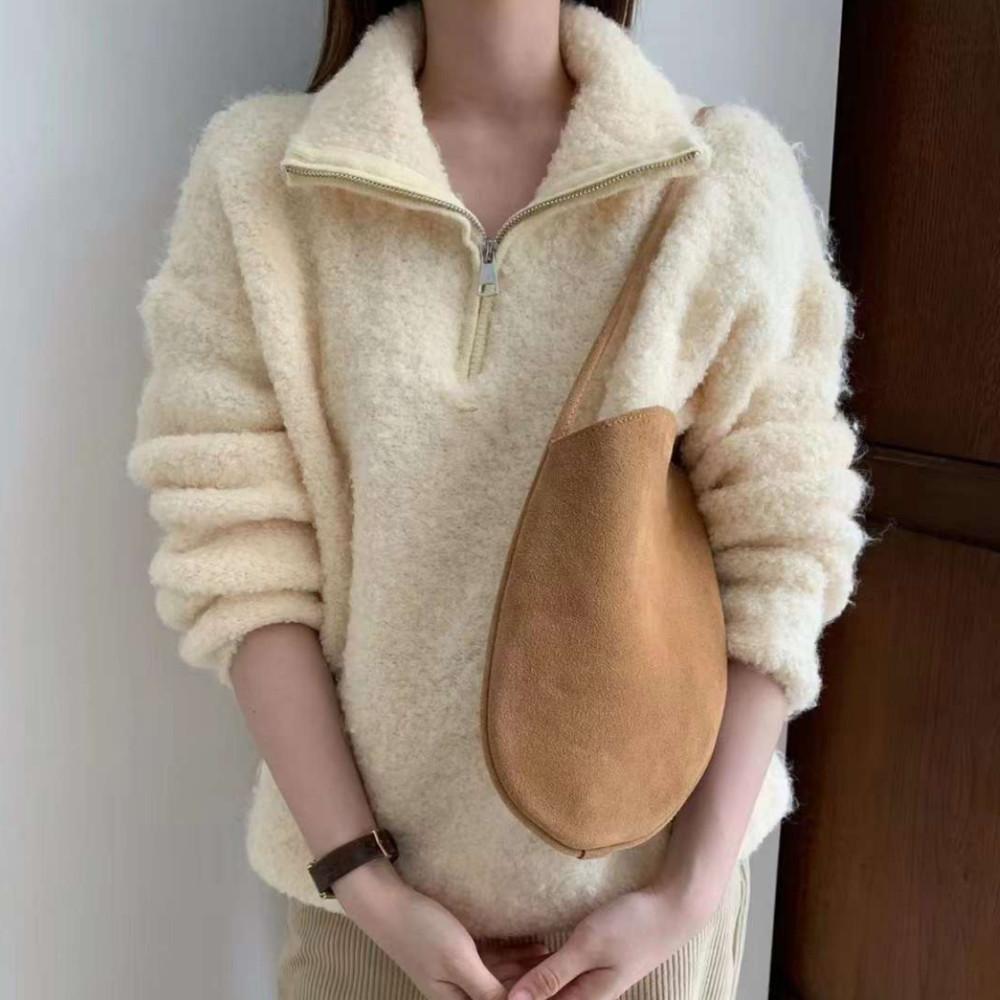 부클 보카시 아노락 반집업 데일리 니트