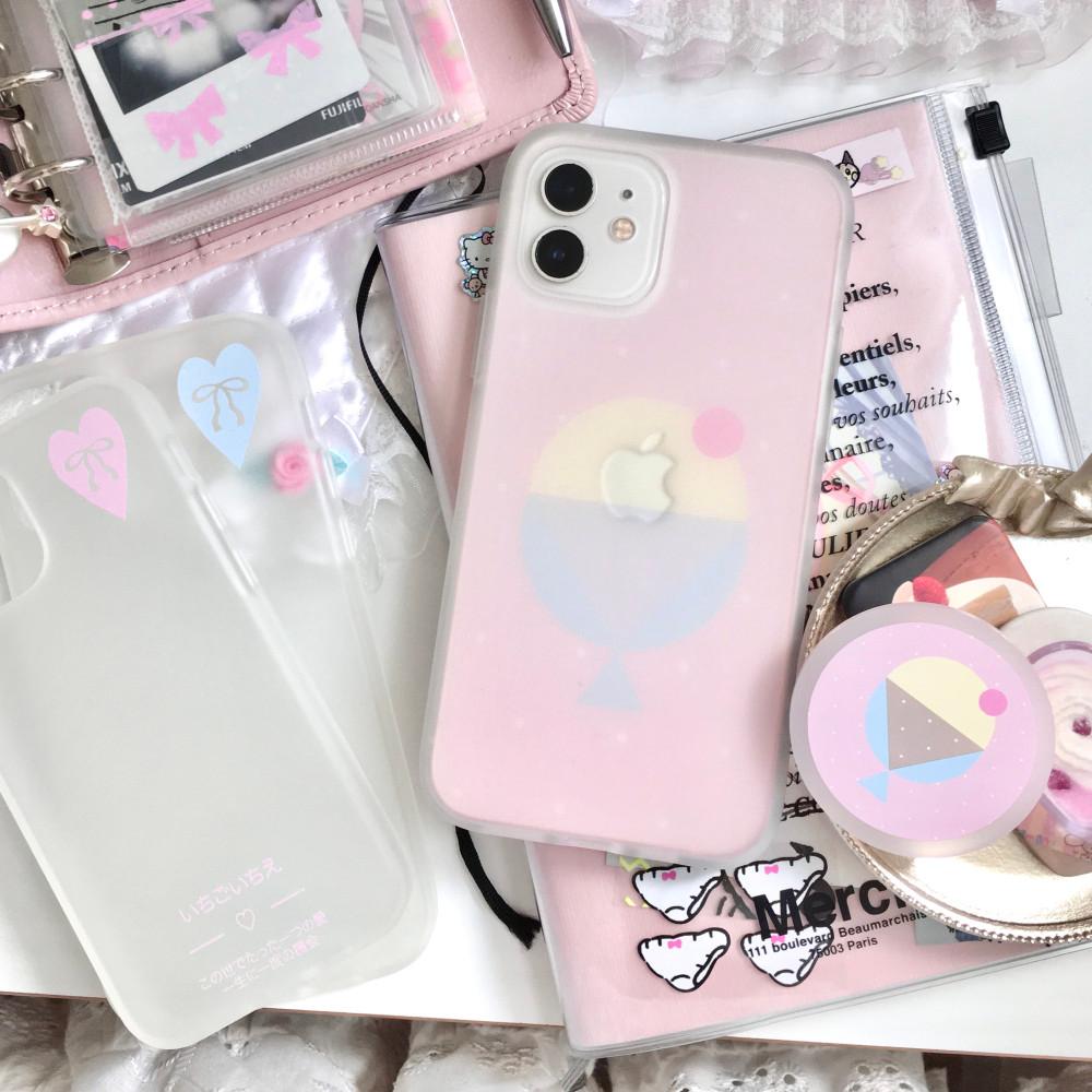 [8월 말 배송] 이치고이치에 반투명젤리케이스, 크림소다 반투명젤리케이스