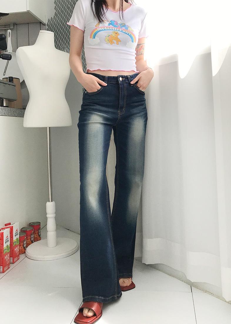 레트로 샌드 워싱 부츠컷 데님