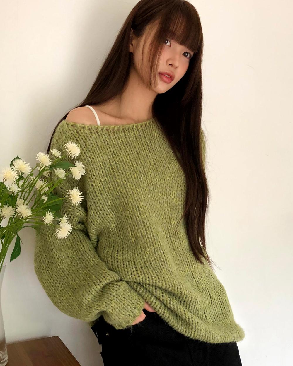 원더원더 [5col💚] 릿츠 보트넥 루즈핏 긴팔 롱 니트