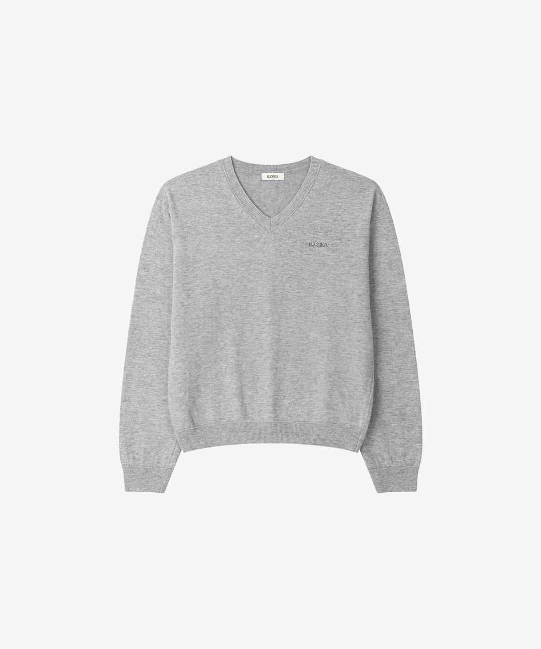 캐시미어 베이직 브이넥 니트 (그레이)