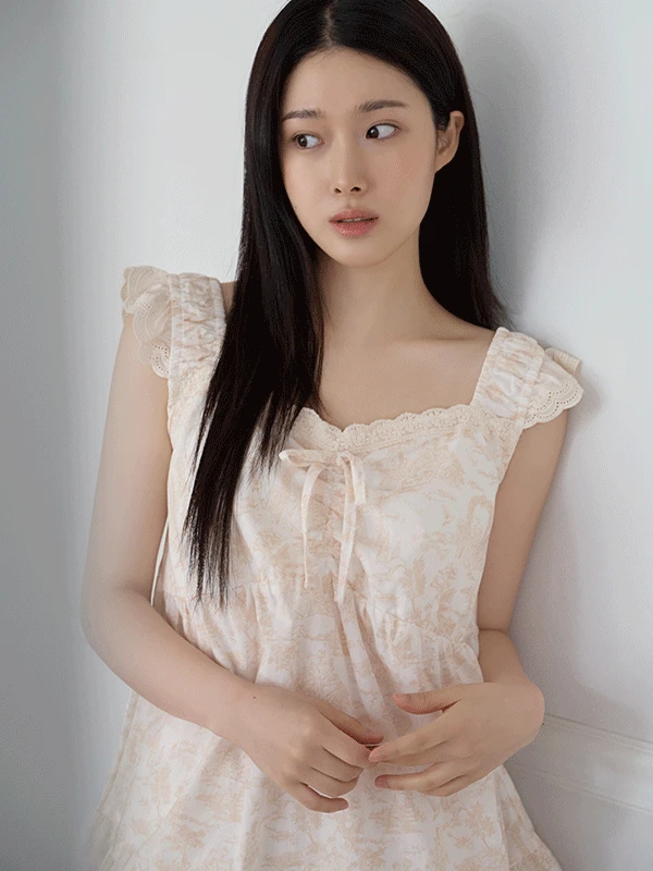 [2천장 돌파] J'eu 아르떼 레이스 슬리브리스 파자마 잠옷 세트 4color