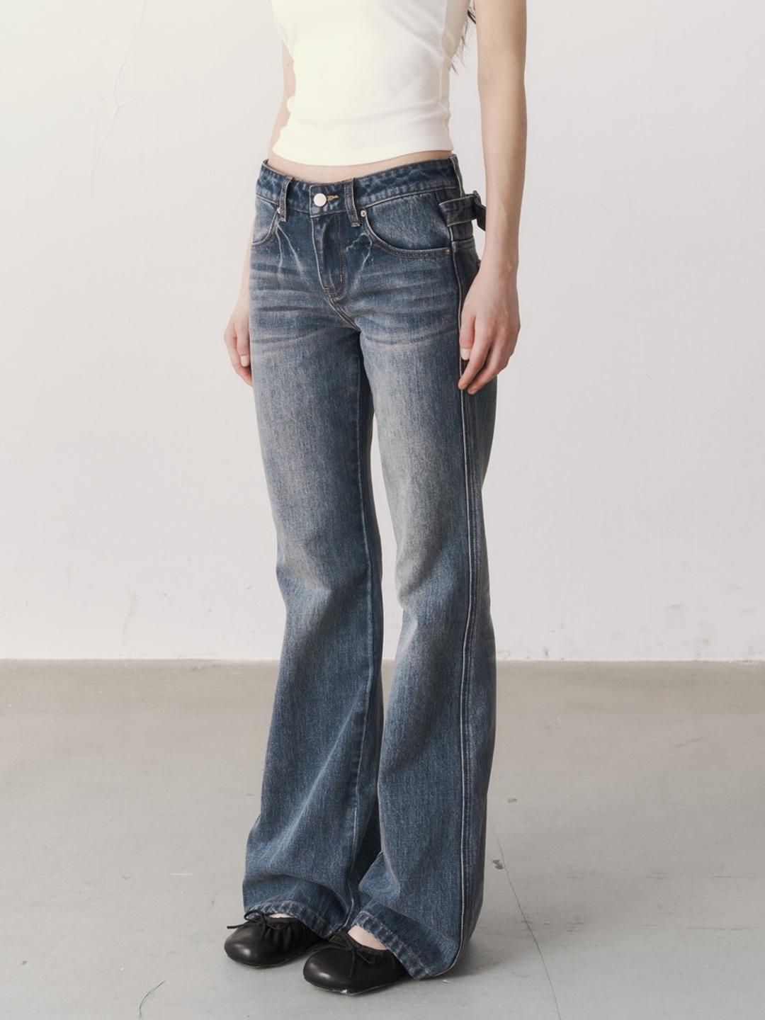 Sweet Letter Star Rhinestone Bamboo Vintage Flare Denim