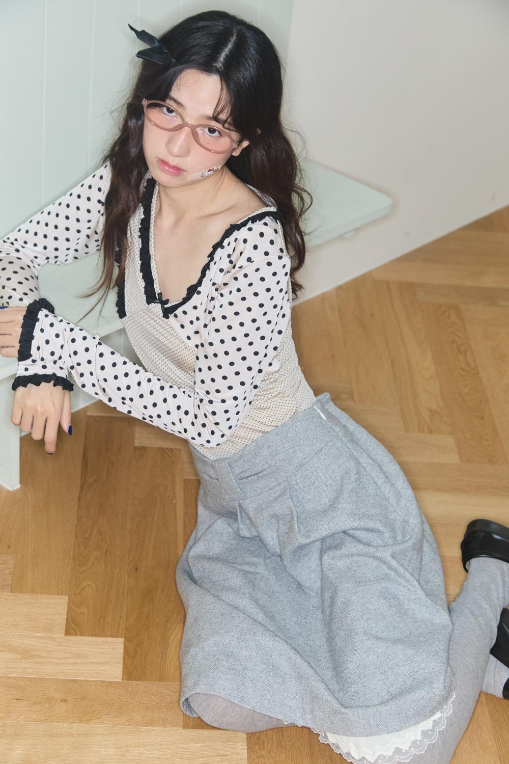 SHINING DOT LACE TOP (CREAM)