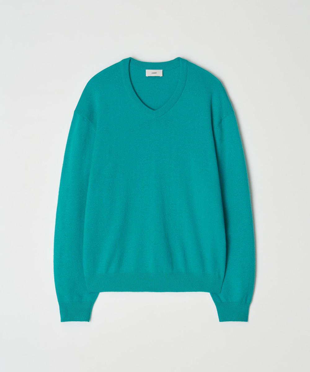 Relaxed Crop V-Neck Knit TURQUOISE