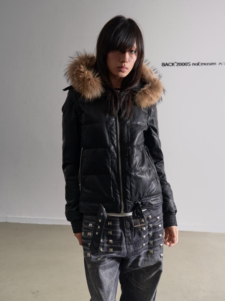 noEmosen Raccoon Fur detachable Duck Down Multi-Wear Padding